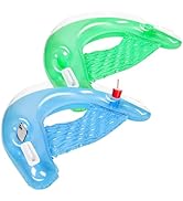 Zcaukya 2 Packs Inflatable Pool Float Chairs, Water Lounge Floaties for Adults with Cup Holder an...