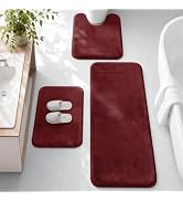 HUXMEYSON Bathroom Rugs Sets 3 Piece, Ultra Soft Velvet Memory Foam Bath Rugs, Non-Slip &amp; PVC Bac...