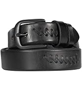 TYWestyles 1.3“ Women's Casual Leather Belt with Antique Silver Metal Buckle