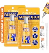 Fabric Glue Permanent, 29.5MLx2 Strong Washable Fabric Adhesive Dries Clear, Stitch Glue for Clot...