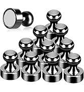 GOOZADA 12Pack Fridge Magnets Black,Metal Refrigerator Magnet, Strong Push Pin Magnets for Whiteb...