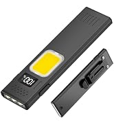 EDC Flashlight Rechargeable, Magnetic Flat Flashlight 1800 Lumens, Digital Display, 5 Modes with ...