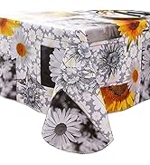 Heavy Duty Vinyl Tablecloth with Flannel Backing Waterproof Oil-Proof PVC Table Cloth Stain-Resis...