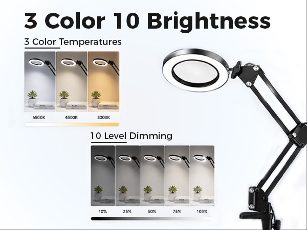 Various colors and brightness levels