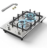 Gas Stove 2 Burner,Propane Cooktop 12 inch, Nafewin Portable Gas Cooktop Stainless Steel Gas Burn...