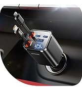 [Upgrade 5 in 1] 99W Retractable Car Charger Adapter, PD45W Car Charger USB C for iPhone 16 17 Fa...