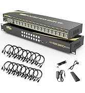 eKL 16 Port HDMI KVM Switch Supports Hotkeys Switching up to 4K@60Hz 4:4:4 16 PCs Laptops Sharing...