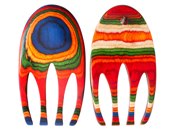 Baltique Marrakesh Salad Hands server serving utensil set colorful toss tongs fork host party wooden