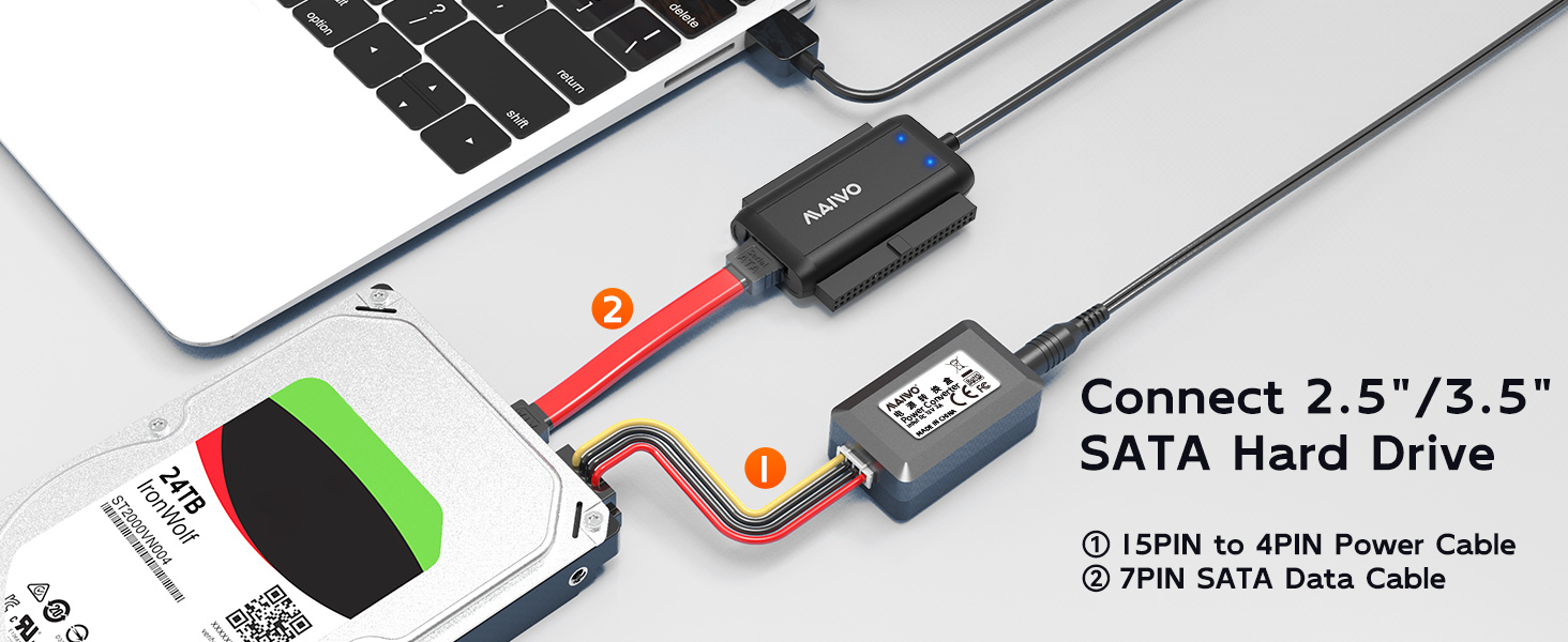 SATA/IDE to USB 3.0 Adapter,5Gbps High Speed Tool Free driver free, plug and play. Blue indicator