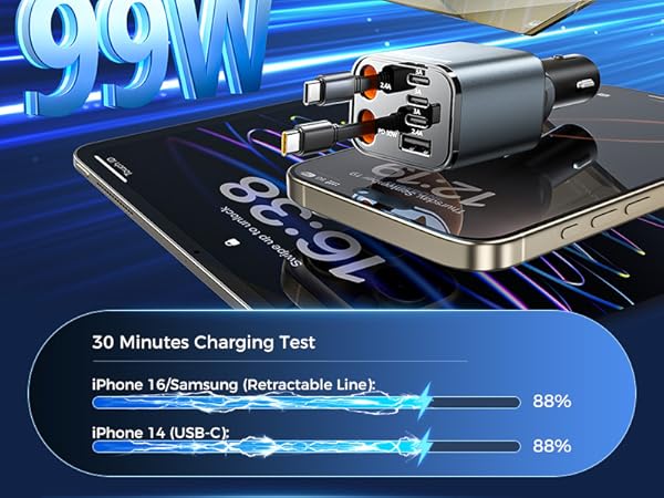 usb c retractable car charger