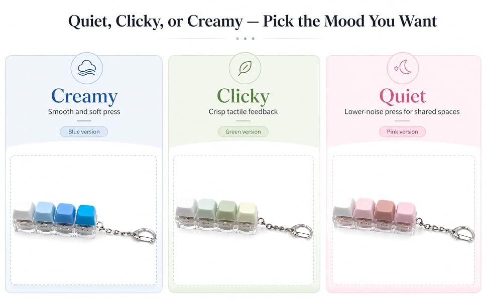 VOZARIKOS fidget keychain Creamy Clicky Quiet comparison