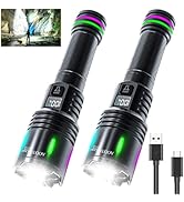 2 Pack Flashlights High Lumens Rechargeable, 100,000LM Super Bright Flash Light, 3 Modes Zoomable...