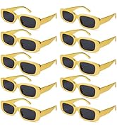 SUNOVELTIES 10 Pack Rectangle Sunglasses for Women Retro Narrow Square Glasses 90s Aesthetic Vint...