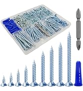 Wensilon (385PCS) Flat Head Galvanizing Wood Screws, Quick Metal self Tapping Flat Head, Equipped...