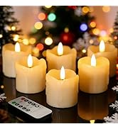 Eywamage Ivory Dripping Wax Flameless Votive Candles with Remote Batteries, 2x2 in Small Flickeri...