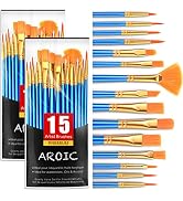 AROIC Acrylic Paint Brush Set, 30 pcs Nylon Hair Paint Brushes for All Purpose Oil Watercolor Fac...