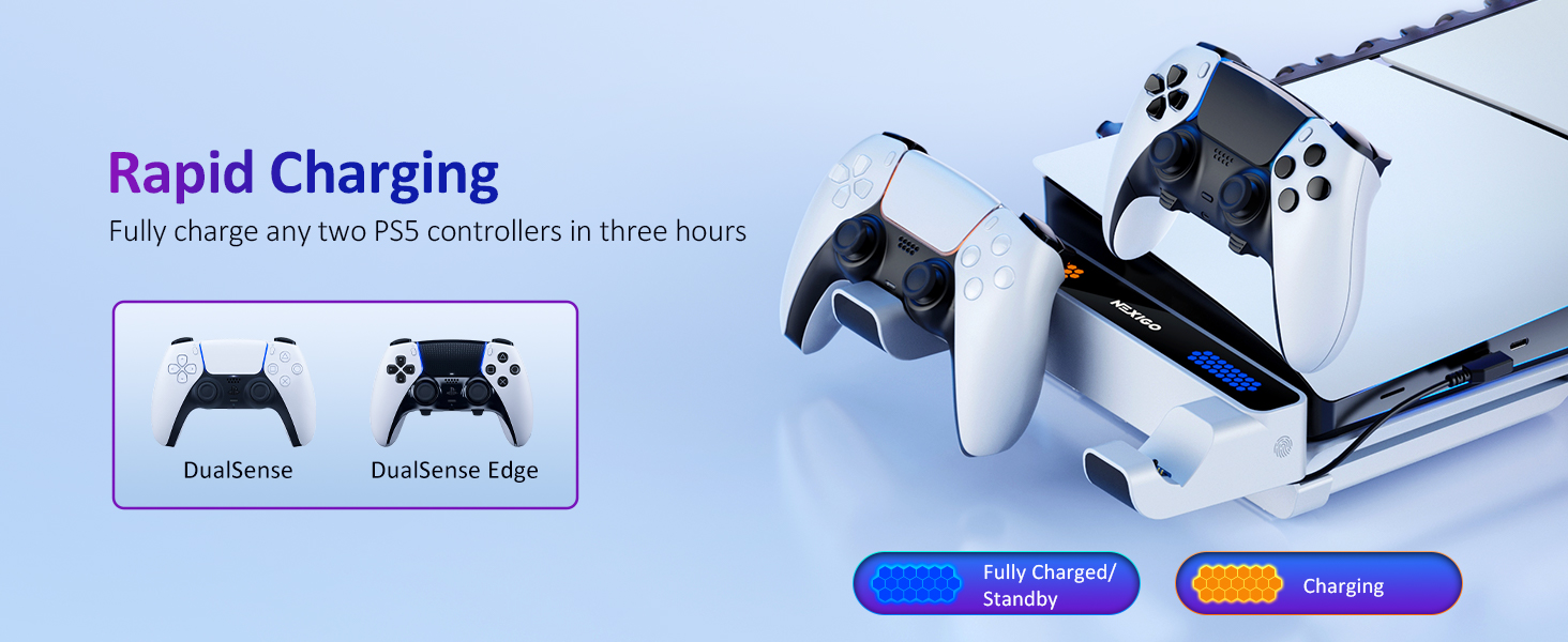 The charging dock can fully charge both the PS5 and PS5 Elite controllers within 3 hours.