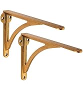 Khtumeware 100% Solid Brass Decorative Shelf Brackets, 7-inch Wall-Mounted Shelving Brackets, 2-P...