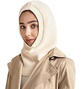 ZLYC Winter Knitted Winter Hat Windproof Hooded Scarf Balaclava Beanie Hat for Women