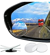Blind Spot Mirror Frameless LIBERRWAY Wide Angle Mirror Adjustable Round HD Glass Convex Rear Vie...