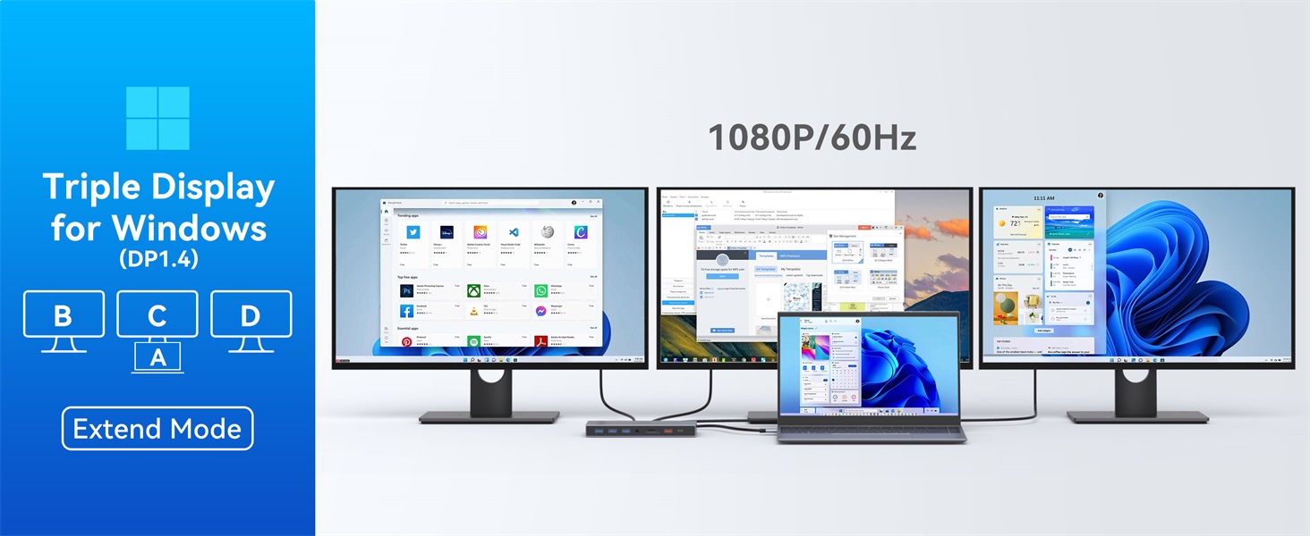 Dual HDMI Docking Station 3 Monitor