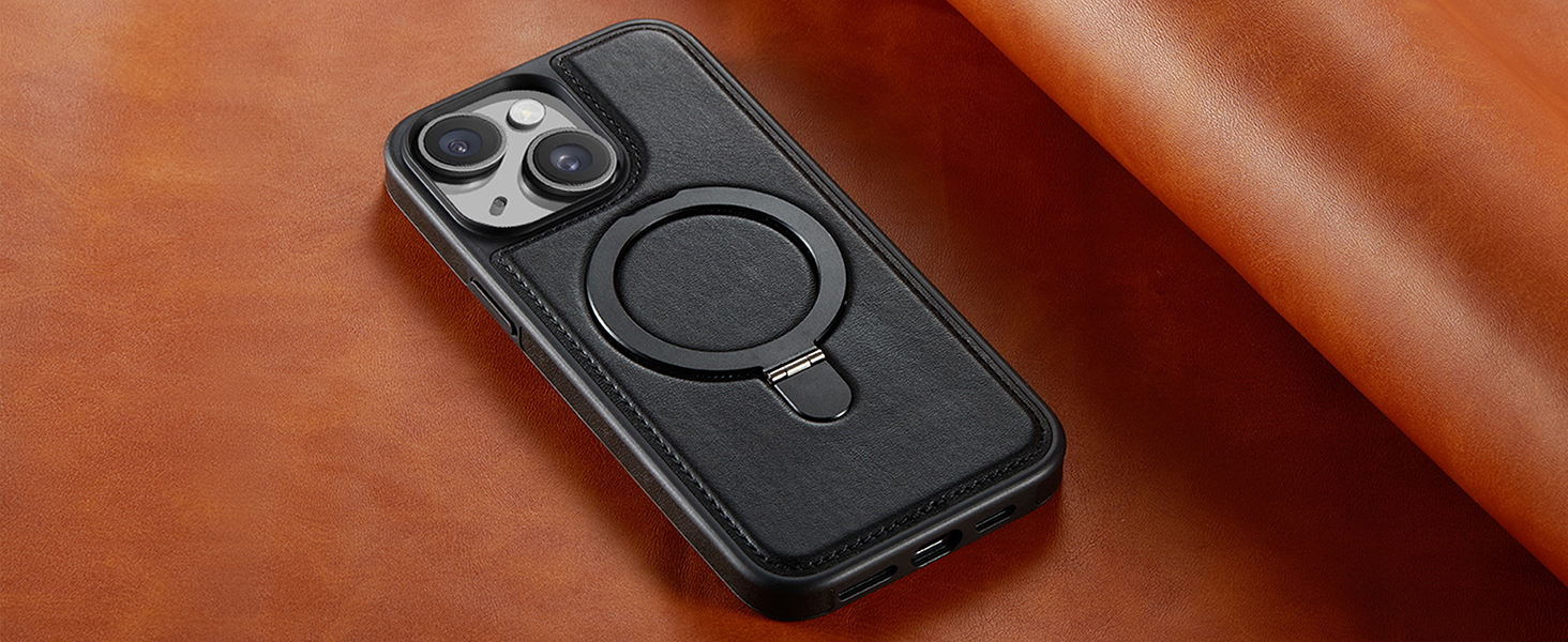 case with stand pu leather compatible with magsafe