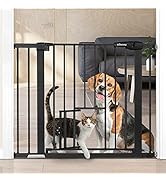 Dog Gate Extra Wide Tall Durable Pet Gate Easy Walk Thru Dog Fence Gate with Pet Door for Stairs ...