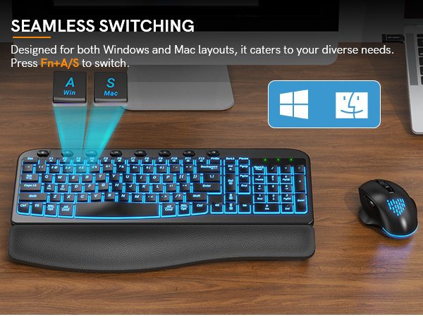 plug and play 2 in 1 Win&Mac system layout wave keyboard mouse