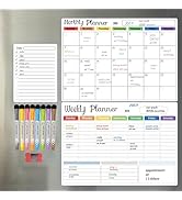 Hivillexun Magnetic Dry Erase Calendar Whiteboard Set (3-Pack) for Refrigerator, Wall, and Fridge...