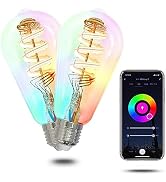 MOES Smart ST64 Edison LED Light Bulbs, Color Changing WiFi ST21 Smart Bulbs, 2700K-6500K CW&amp; RGB...