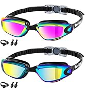 LEEIGGT 2 Pack Swim Goggles for Adults Men Women, Anti Fog &amp; UV Protection Swimming Goggles, Adju...