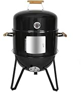 Realcook BBQ Charcoal Smoker Grill: Heavy Duty 17 Inch Vertical Meat Smokers - Porcelain-Enameled...