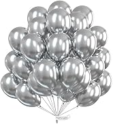 PartyWoo Silver Balloons, 25 pcs Metallic Balloons, 12 inch Party Balloons, Latex Balloons for Ki...