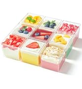 Qeirudu 5 oz Square Dessert Cups with Lids and Spoons, 50 Pack Mini Plastic Dessert Cups Small Se...