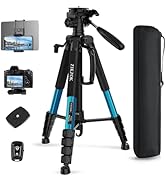 75" Heavy Duty Camera Tripod Stand with Bluetooth Remote - Max Load 15LB, Aluminum Travel Tripod ...
