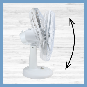 Comfort Zone table fan has vertical tilt adjustment capabilities