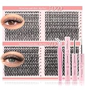 NovaBeryl Fluffy Lash Clusters Kit – 800 Pcs DIY Eyelash Extension Kit with Bond &amp; Seal, Tweezers...