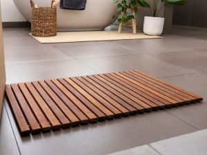 indoor outdoor teak wood string mat