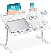 EVETTO Bed Desk for Laptop - Marble Pattern, Adjustable X-Large Foldable Lap Desk, Laptop Lap Des...