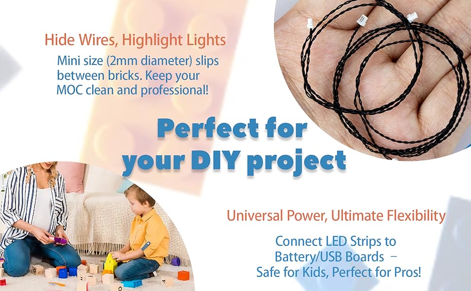 Connecting cables for diy lego/moc A+4