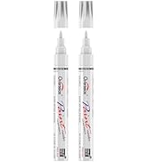 Overseas Oil-Based Fine Tip Paint Marker Pen - 2 Pack White 0.9mm Fine Nib Permanent Markers, Qui...