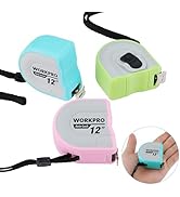 WORKPRO Mini Tape Measure, 3 Pcs 12FT Auto-Lock Easy Reading Tape Measurement, Inch/Metric Scale ...