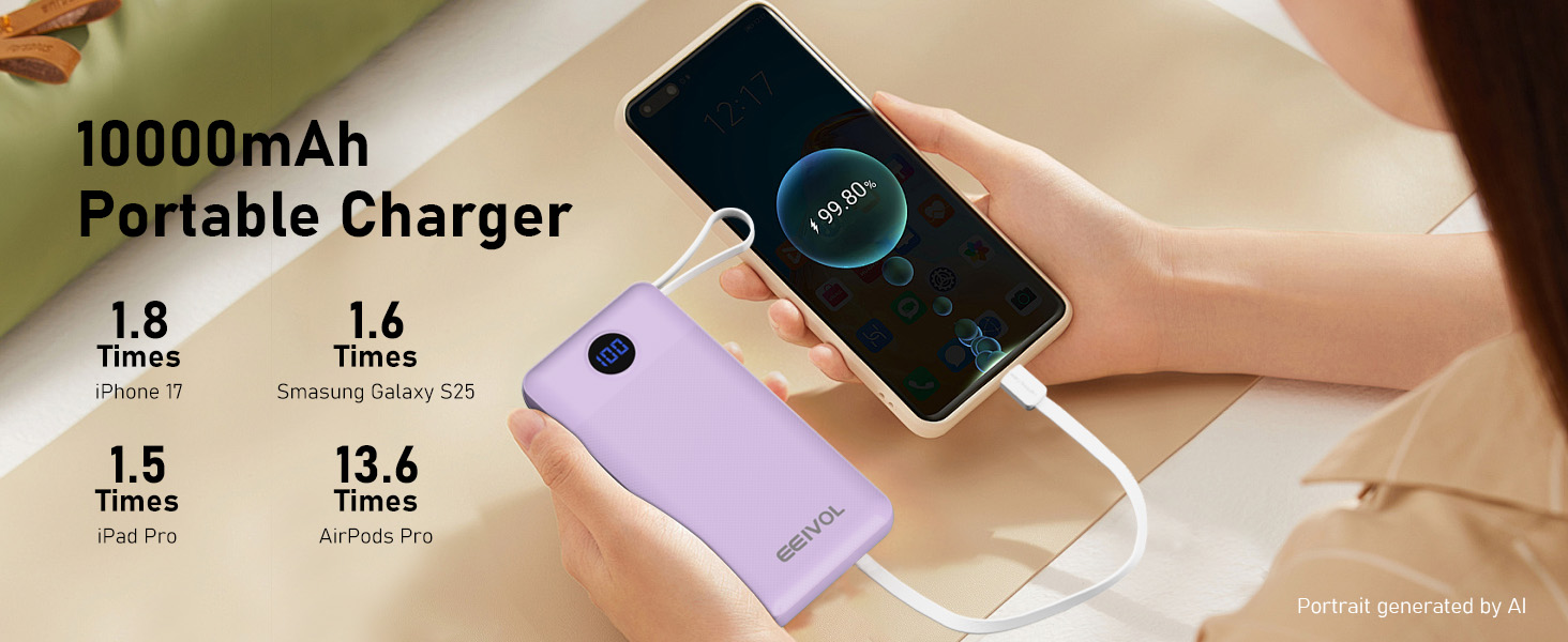 Charging the device multiple times 10000mAh Portable Charger