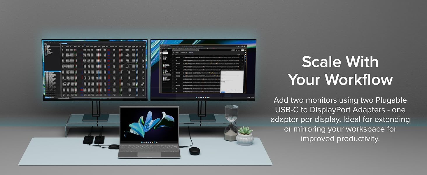 dual monitor docking station , 1 adapter per monitor