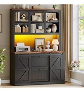 SEDETA 2 Drawer File Cabinet with Power Strip, 41” Farmhouse Filing Cabinet fits Legal, Letter, A...