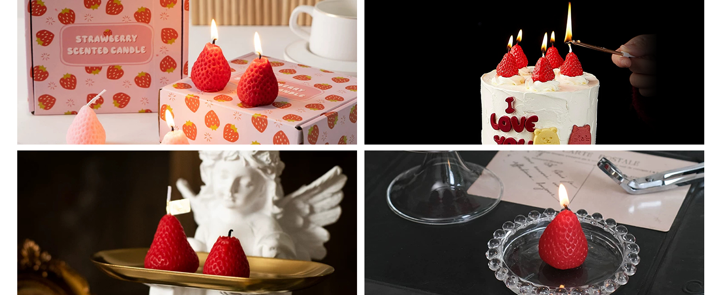 strawberry pound cake candle aesthetic candle pretty candles cute birthday candles