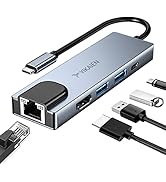 USB C Hub,YIKAIEN 5 Ports USB Type C to Ethernet HDMI USB 3.0 Type C Port Hub Adapter Compatible ...