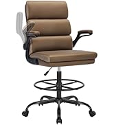 Drafting Chair Tall Office Chair with Padded Flip-up Armrests Executive Ergonomic Computer Standi...