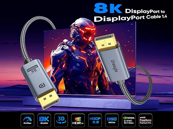 8K@60Hz Displayport cable 1.4
