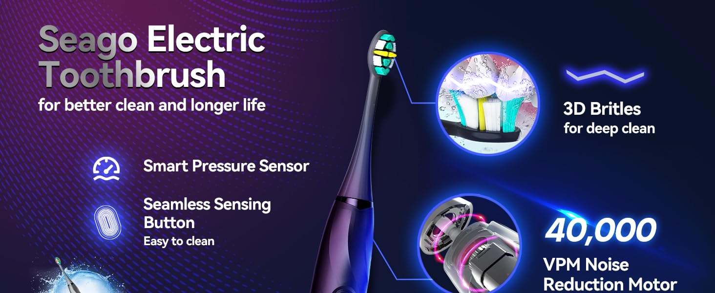 40000 VPM fast cleaning for 100% more plaque removal VS a regular manual toothbrush